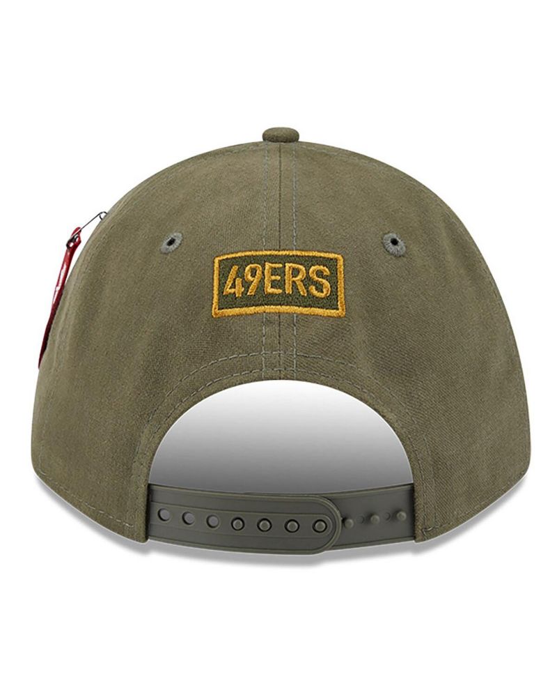 x Alpha Industries Men's Olive San Francisco 49ers A-Frame 9FORTY Adjustable Hat