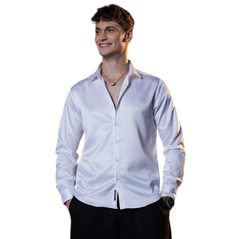 Men's Chalk White Satin Lustre Shirt