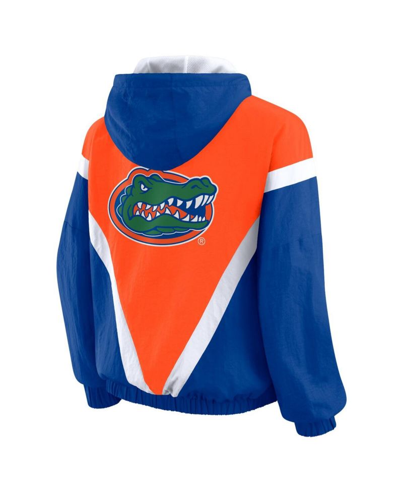 Women's Orange/Royal Florida Gators Color Block Full-Zip Hoodie Windbreaker Jacket