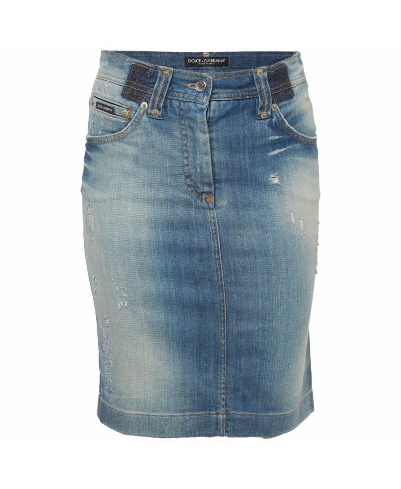 Pre-Owned Dolce and Gabbana Women's Faded Denim Pencil Skirt