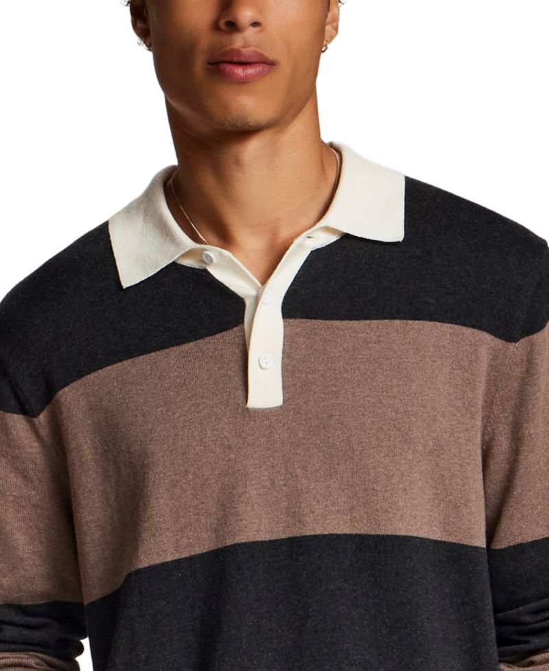 Men's Cotton Cashmere Rugby Polo Sweater