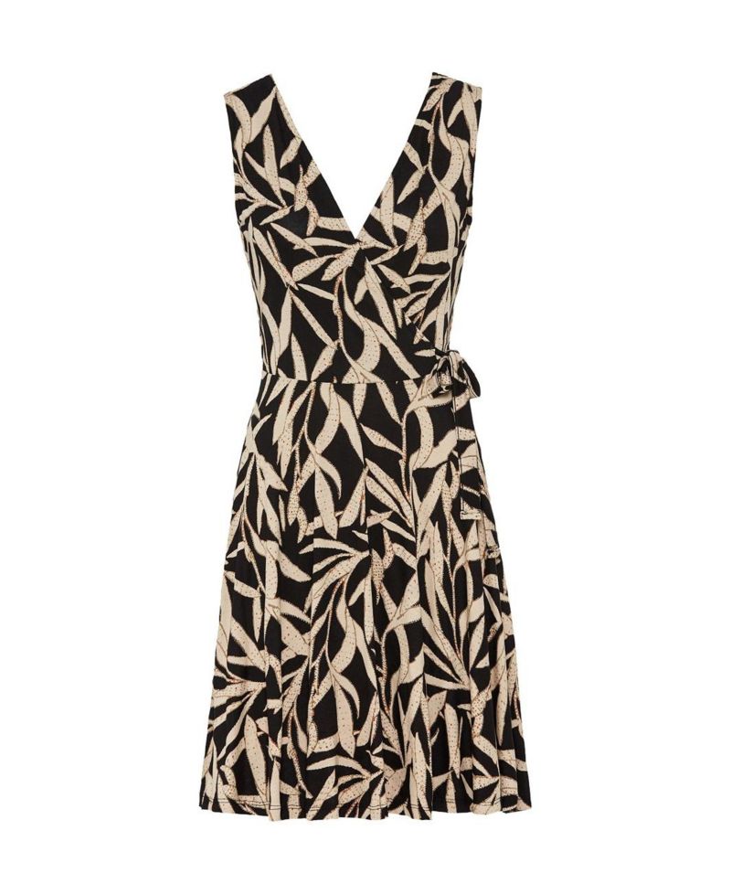 Women's Viscose Printed Look A-Line V-Neck Short Dress