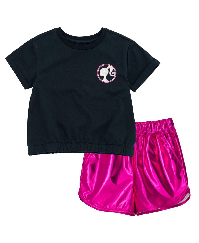 Girls T-Shirt and Crop Top Shorts Outfit Set