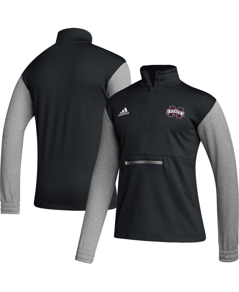 Men's Black Mississippi State Bulldogs Sideline AEROREADY Half-Zip Top
