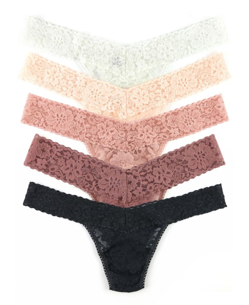 Women's Daily Lace Low Rise Thong Underwear 5 pack