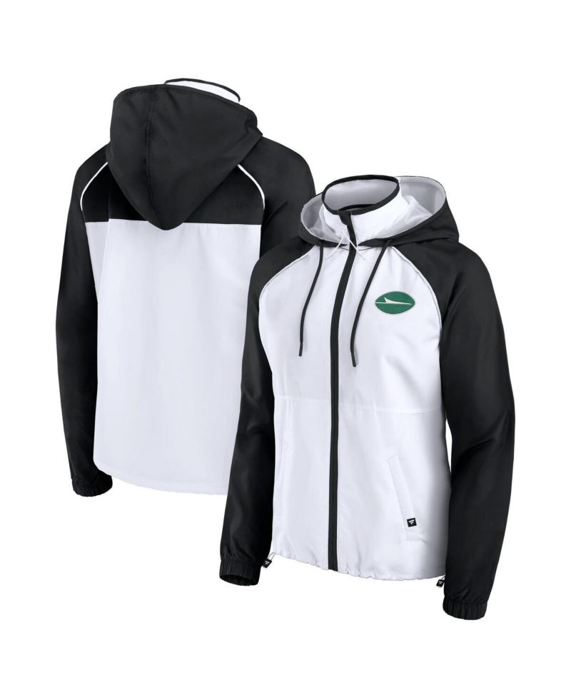 Women's White New York Jets Full-Zip Anorak Hoodie Jacket