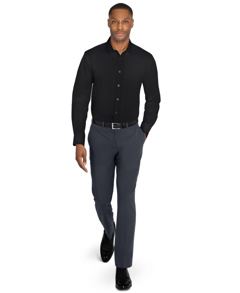 Men's Solid Hybrid Slim Fit Easy Care Long Sleeve Shirt