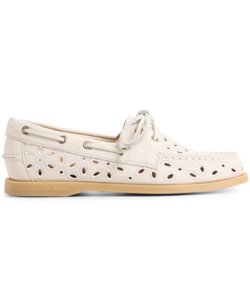 Women's Authentic Embroidered Perforated Round Toe Boat Shoes