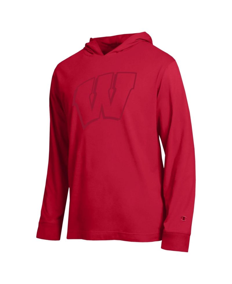 Men's Wisconsin Badgers Tonal All-Star Graphic Dropped-Shoulders Long Sleeve Hooded Sweatshirt