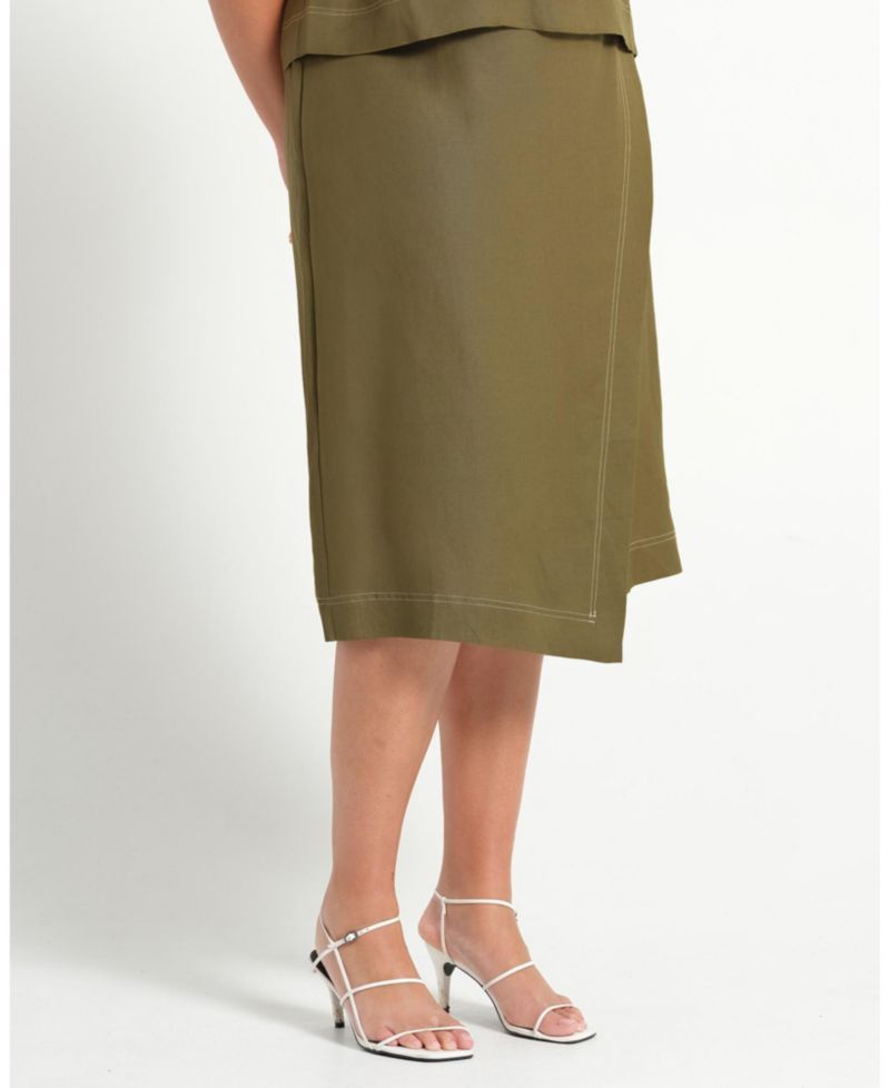 Plus Size Women' s Sonnet Linen Summer Wrap Midi Skirt