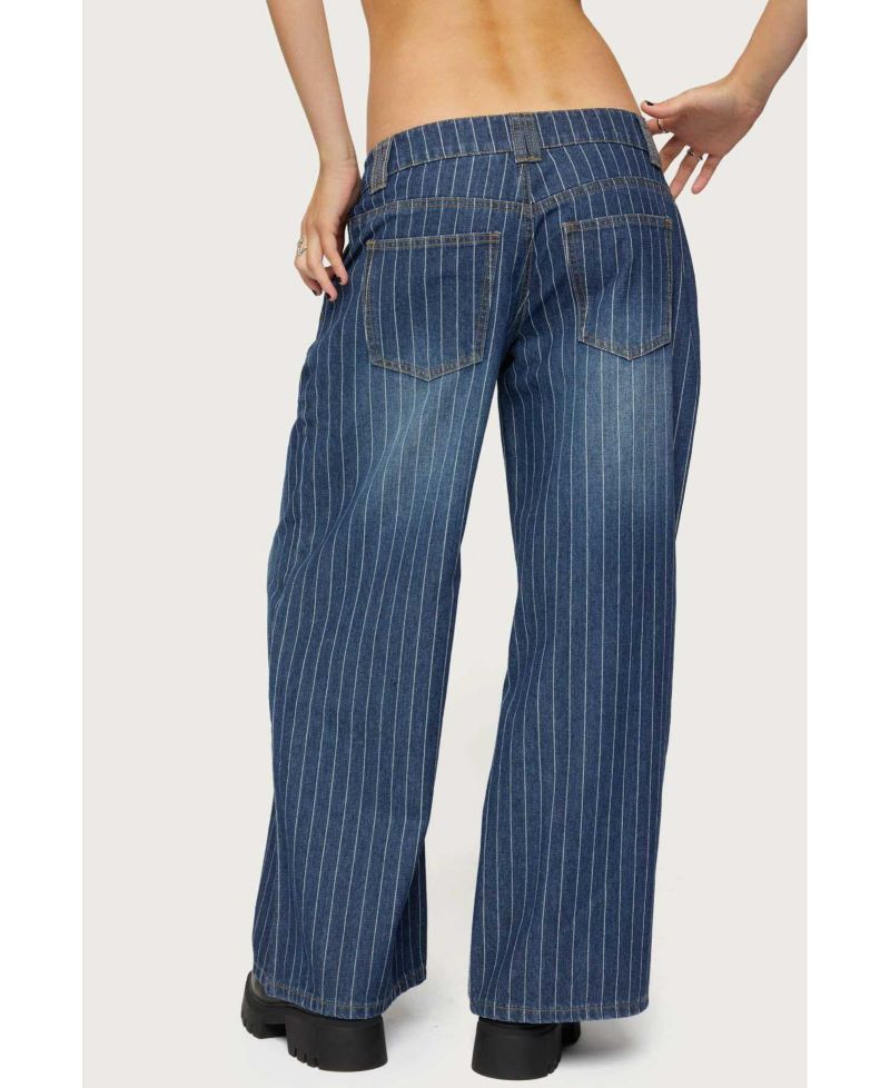 Women's Cory Striped Low Rise Baggy Jeans