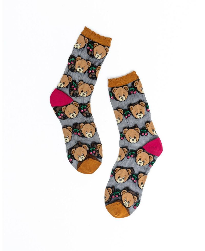 Women's Teddy Bear Ruffle Sheer Sock