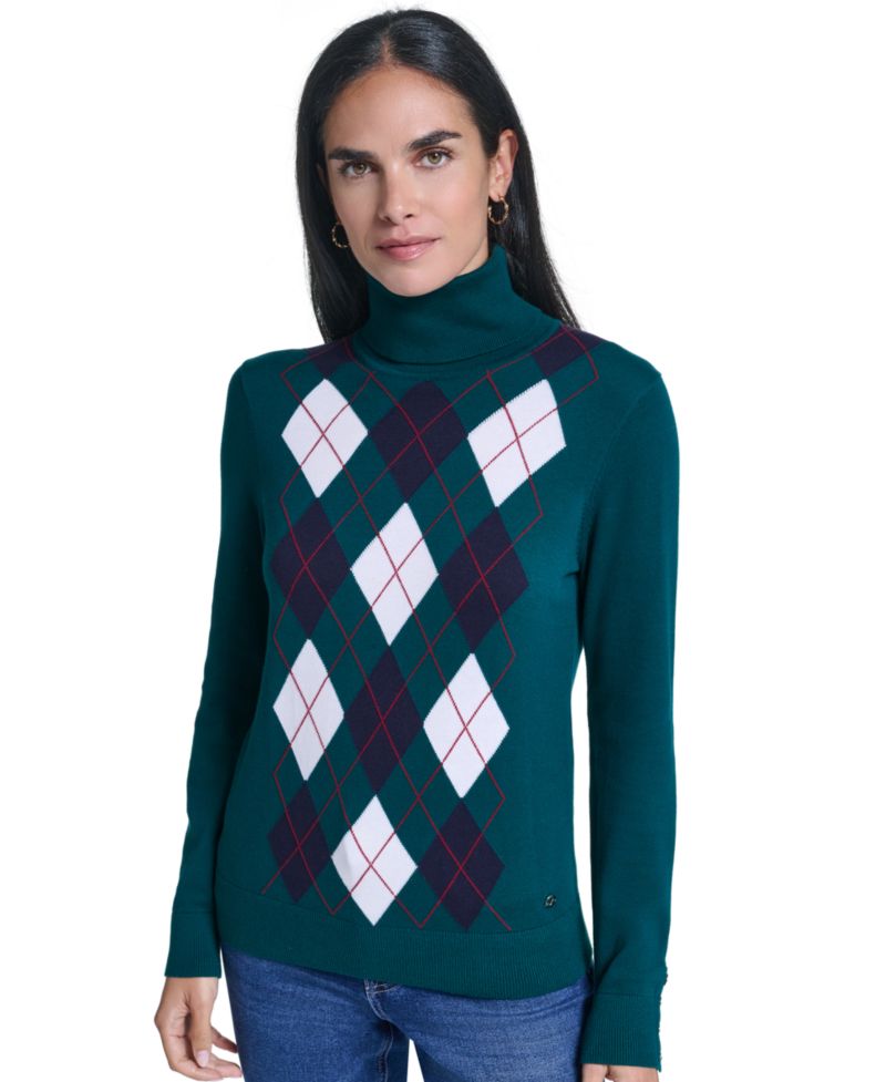 Women's Argyle Turtleneck Sweater