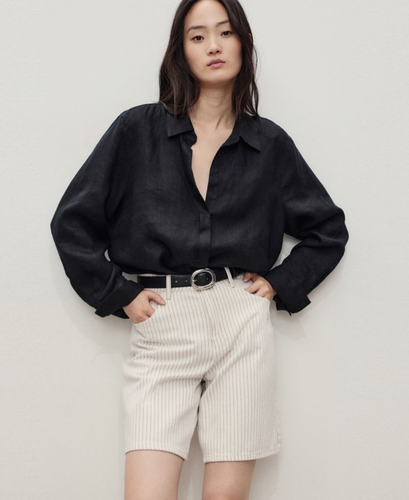 Women's High-Waist Straight-Fit Denim Shorts