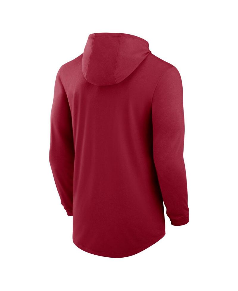 Men's Crimson Alabama Crimson Tide Classic Arch Tri-Blend Performance Long Sleeve Hoodie T-Shirt