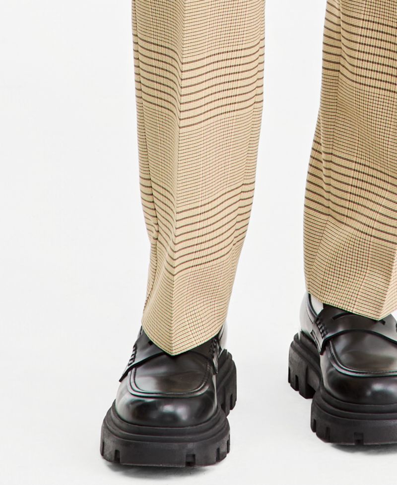 Men's Glen Plaid Relaxed-Fit Straight-Leg Stretch Trousers