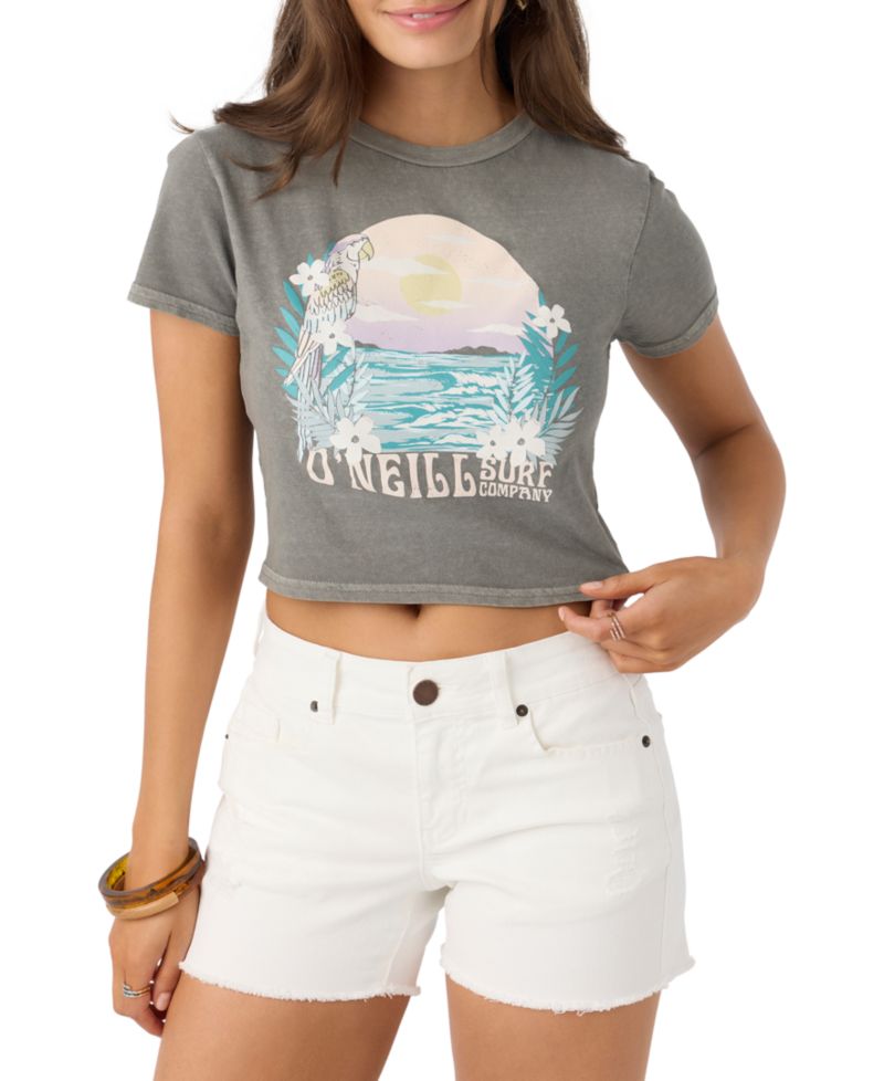 Women's Hidden Parrot Cropped Cotton Baby T-Shirt