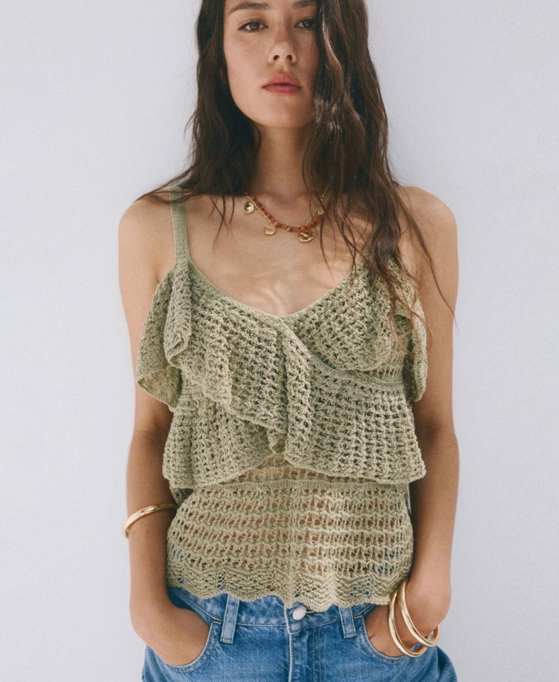 Women's Ruffled Crocheted Top