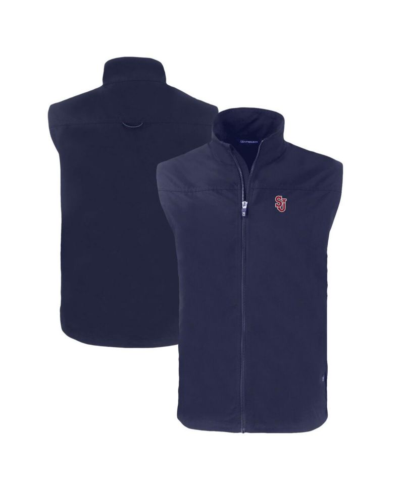 Men's Navy St. John's Red Storm Charter Eco Full-Zip Vest
