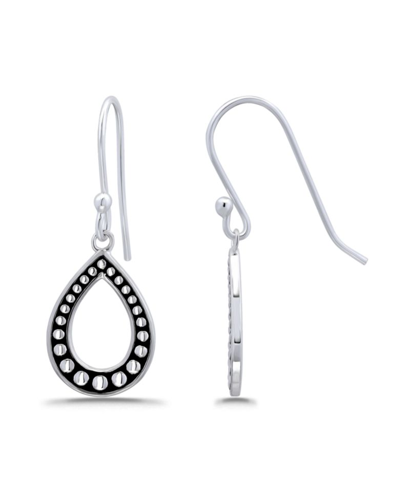 Oxidized Beaded Tear Drop Earrings