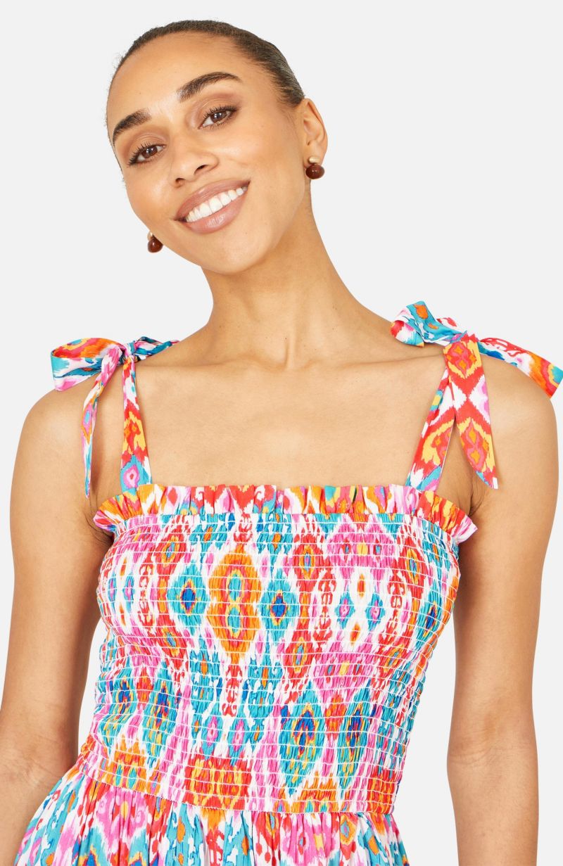 Women's Ikat Print Maxi Sun Dress