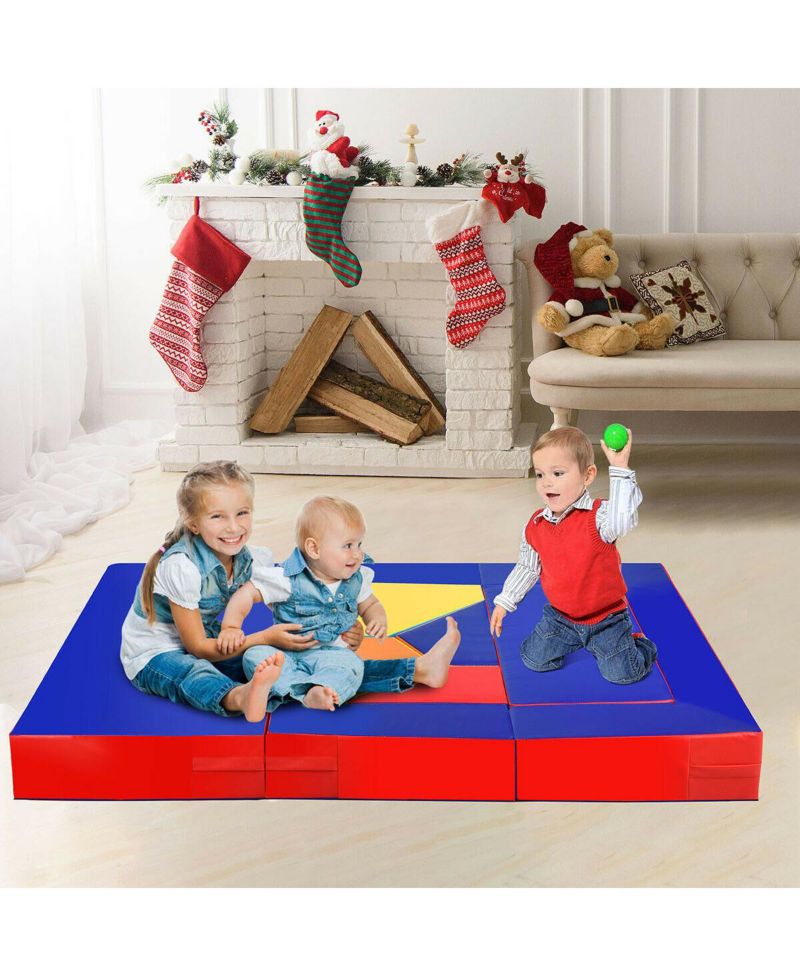 8 Pieces 4-in-1 Crawl Climb Foam Shapes Toddler Kids Playset