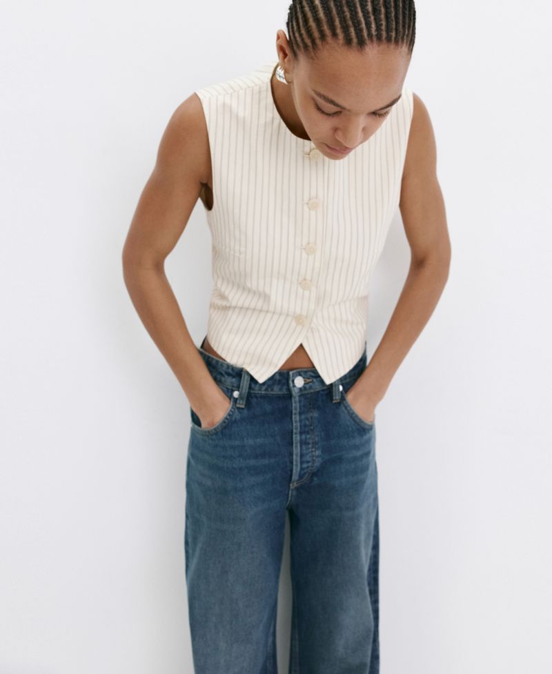 Women's Pinstripe Open-Back Vest