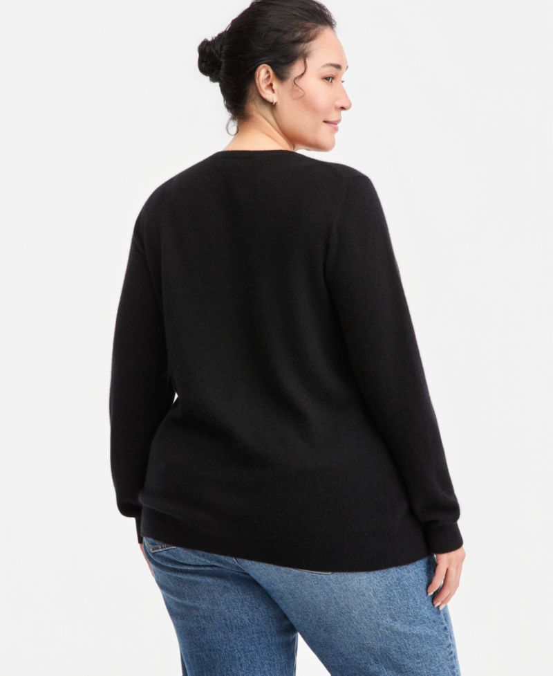 100% Cashmere Women's Petite Long-Sleeve Crewneck Sweater