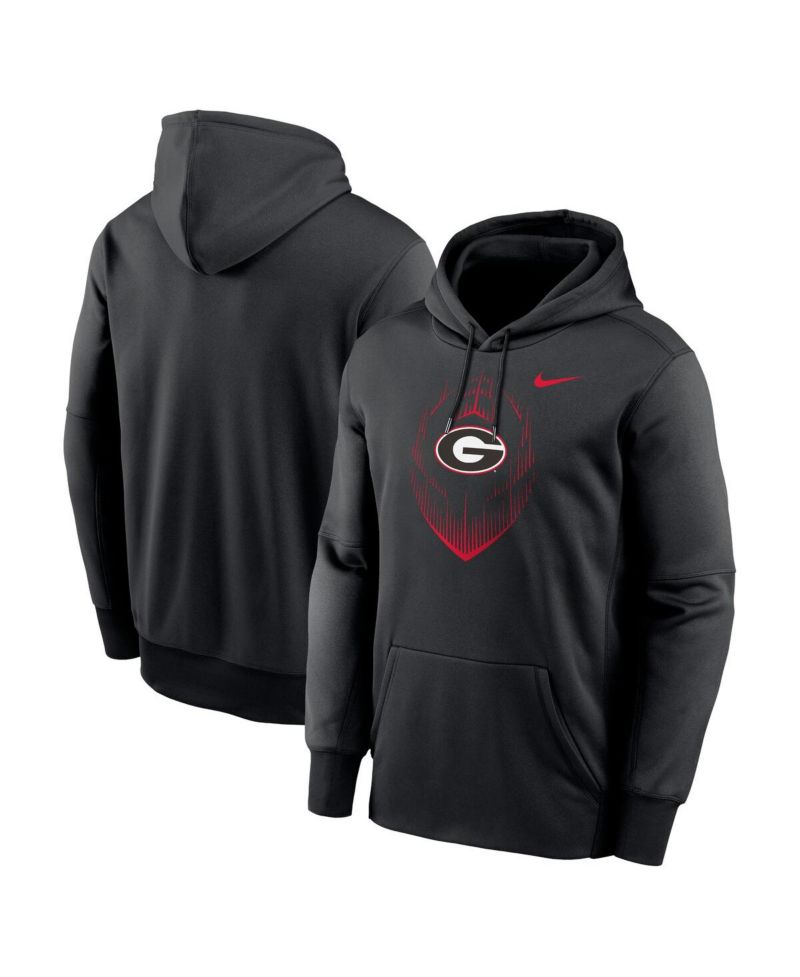 Men's Black Georgia Bulldogs Football Icon Performance Fleece Pullover Hoodie