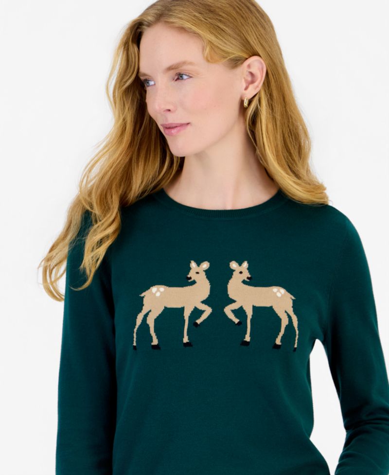 Women's Holiday Reindeer Long-Sleeve Sweater