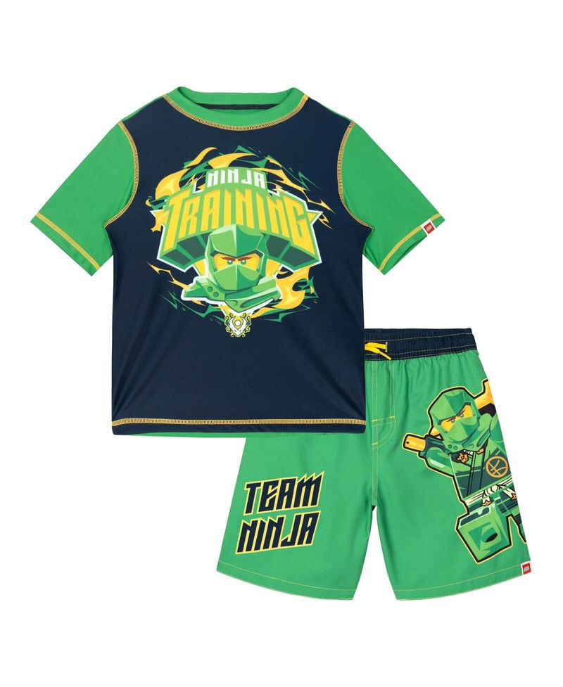 Boys' 2-Piece Swimwear Rash Guard and Swim Trunks Set