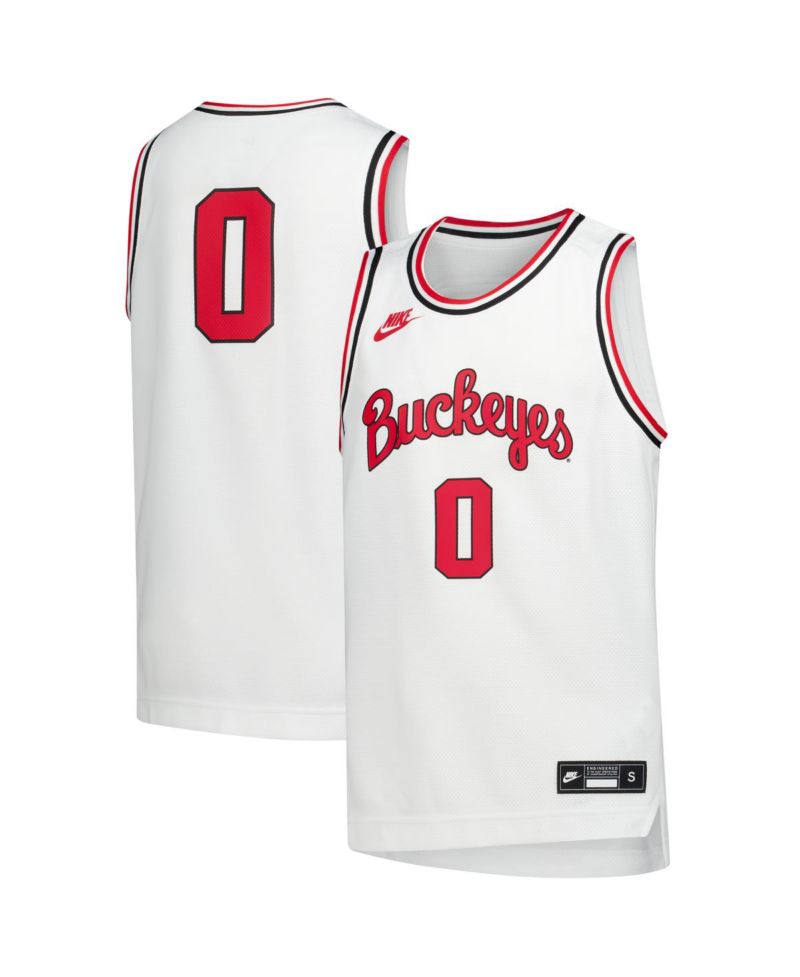 Big Boys and Girls White Ohio State Buckeyes Replica Basketball Jersey