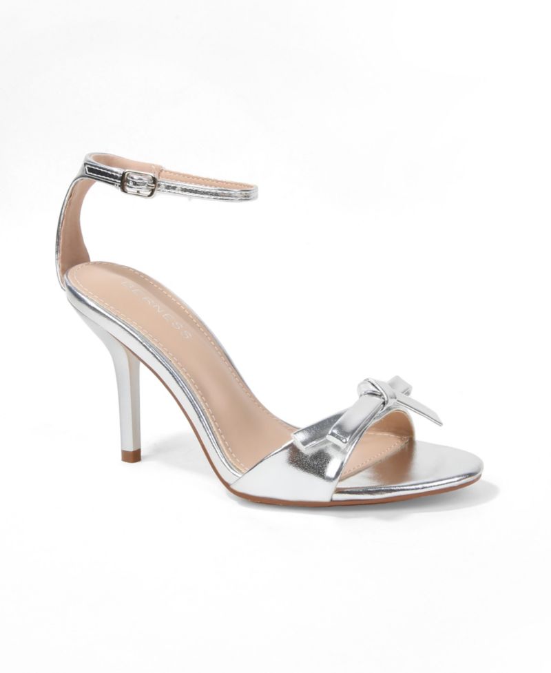 Women's Peach Ankle Strap Stiletto Sandals with Bow Detail