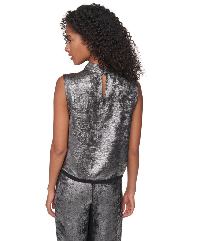 Women's Empire State Steel Mock Mock Neck Swing Cocktail Blouse