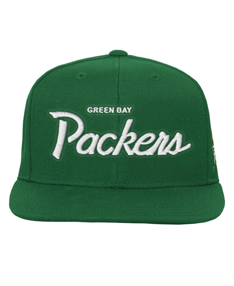 Big Boys and Girls Green Green Bay Packers Head Coach Flat Brim Snapback Hat
