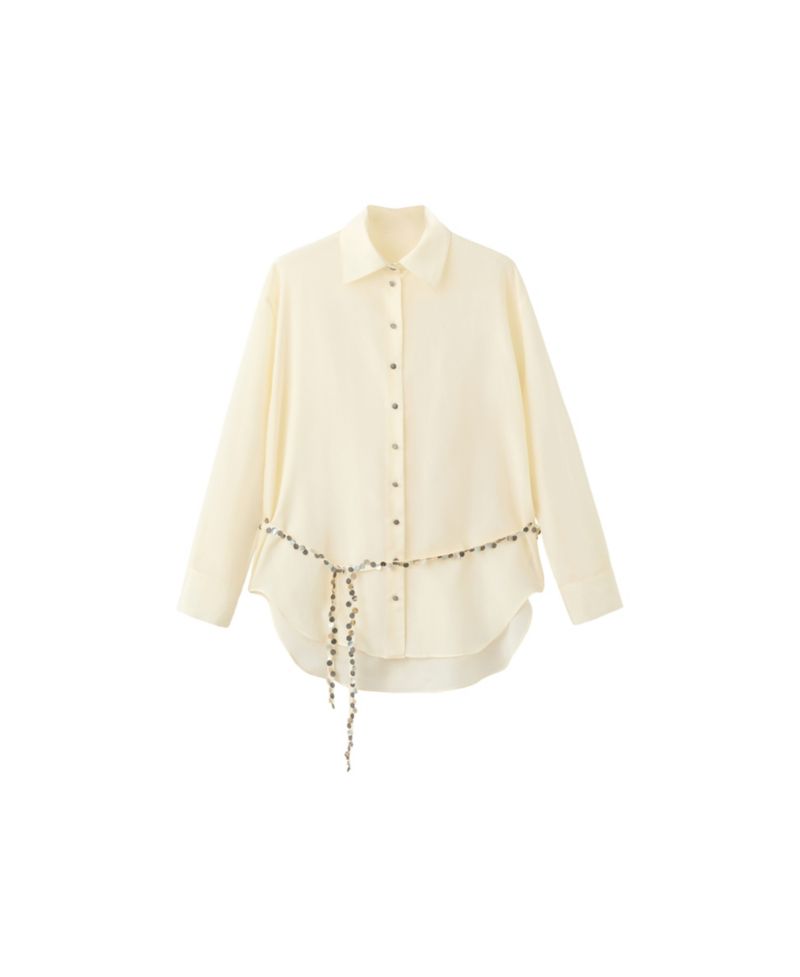 Women's Eckhaus Latta x Mango Sheer Button-Up Beaded Shirt