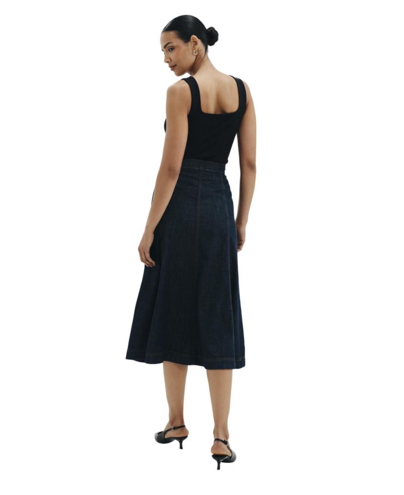 Women's Dana Denim Midi A-Line Skirt
