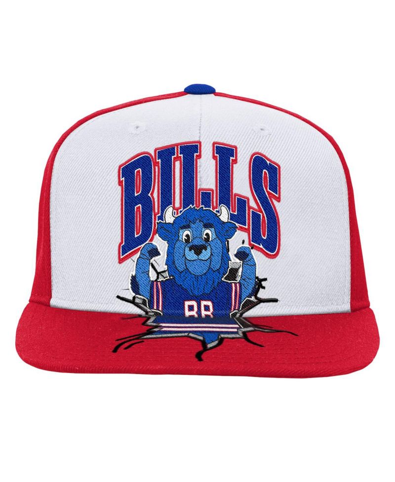 Big Boys and Girls White Buffalo Bills Team Mascot Snapback Hat