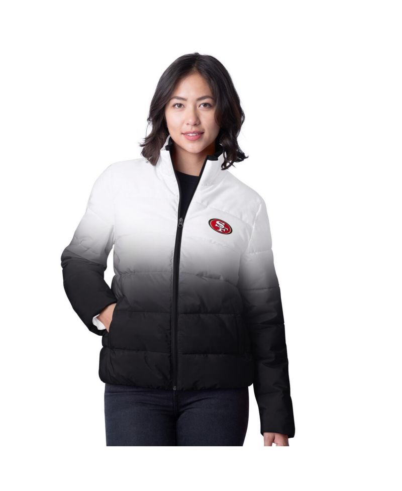Women's Black San Francisco 49ers Overtime Ombre Full-Zip Puffer Jacket