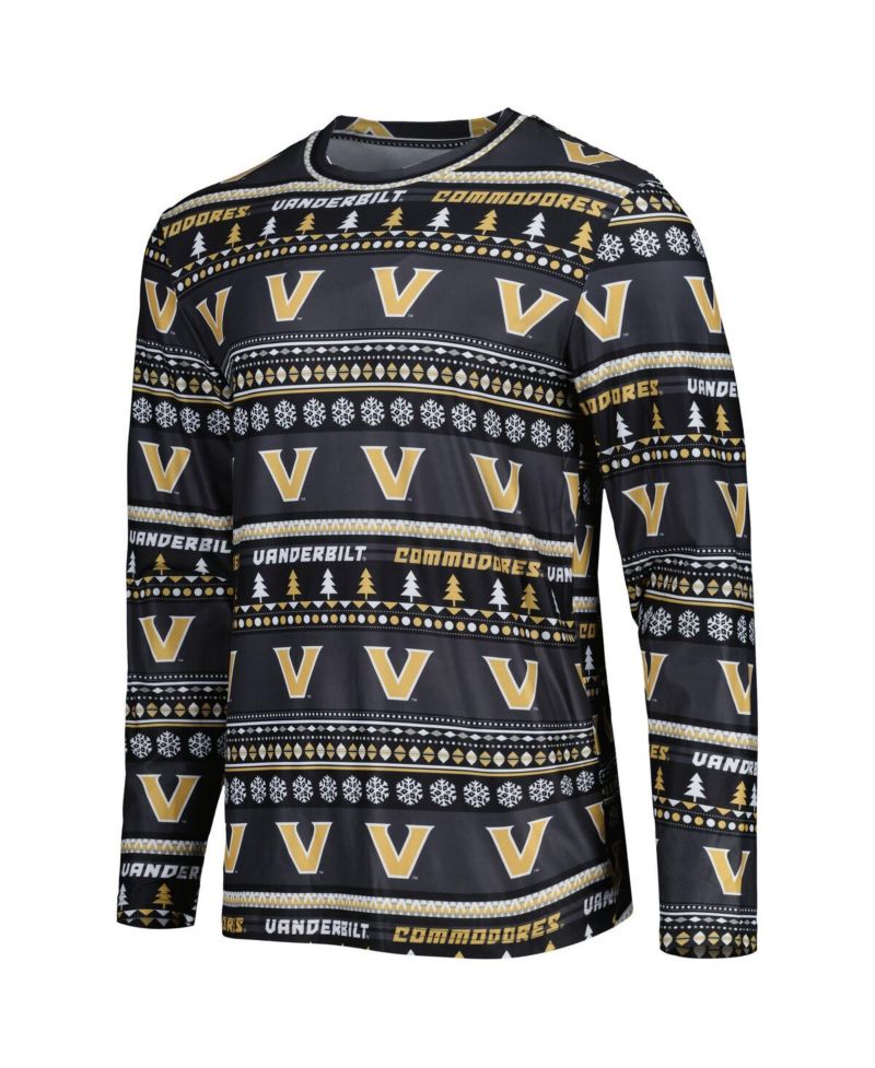 Men's 2-Piece Black Vanderbilt Commodores Swivel Long Sleeve Top and Pants Sleep Set
