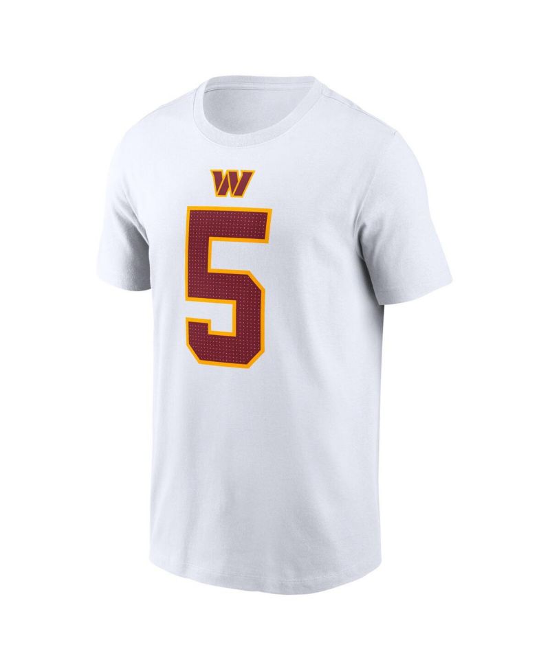 Men's Jayden Daniels White Washington Commanders Player Name & Number T-Shirt