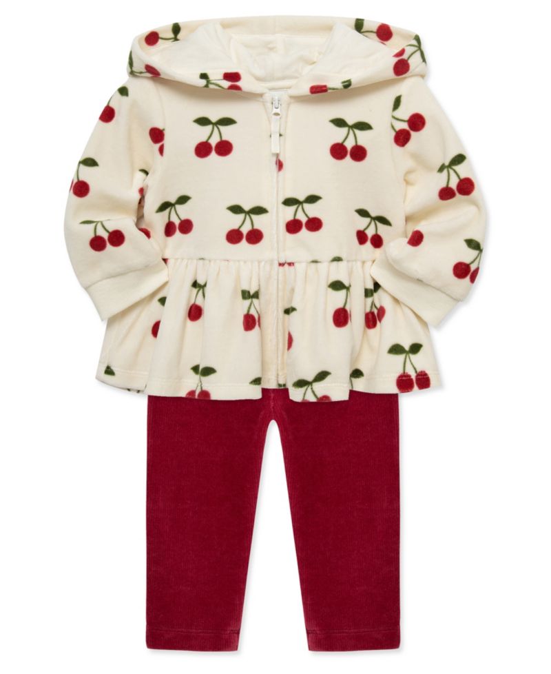 Baby Girls' Cherry Print Hoodie and Pants, 2-Piece Set