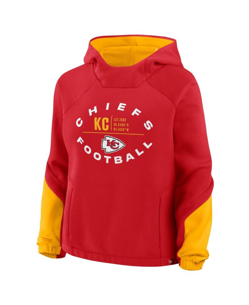 Women's Red Kansas City Chiefs Oversized Redzone Bubble Screen Pullover Hoodie