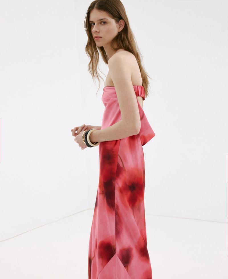 Women's Strapless Floral Dress