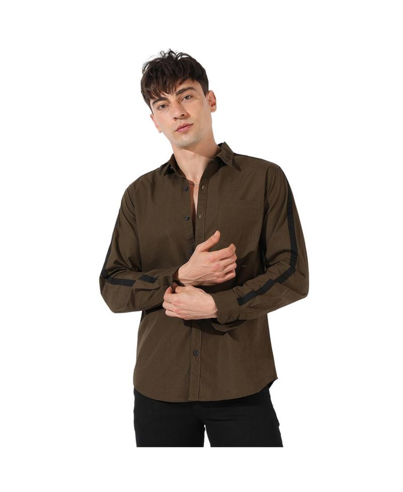 Men's Olive Green Side Striped Shirt