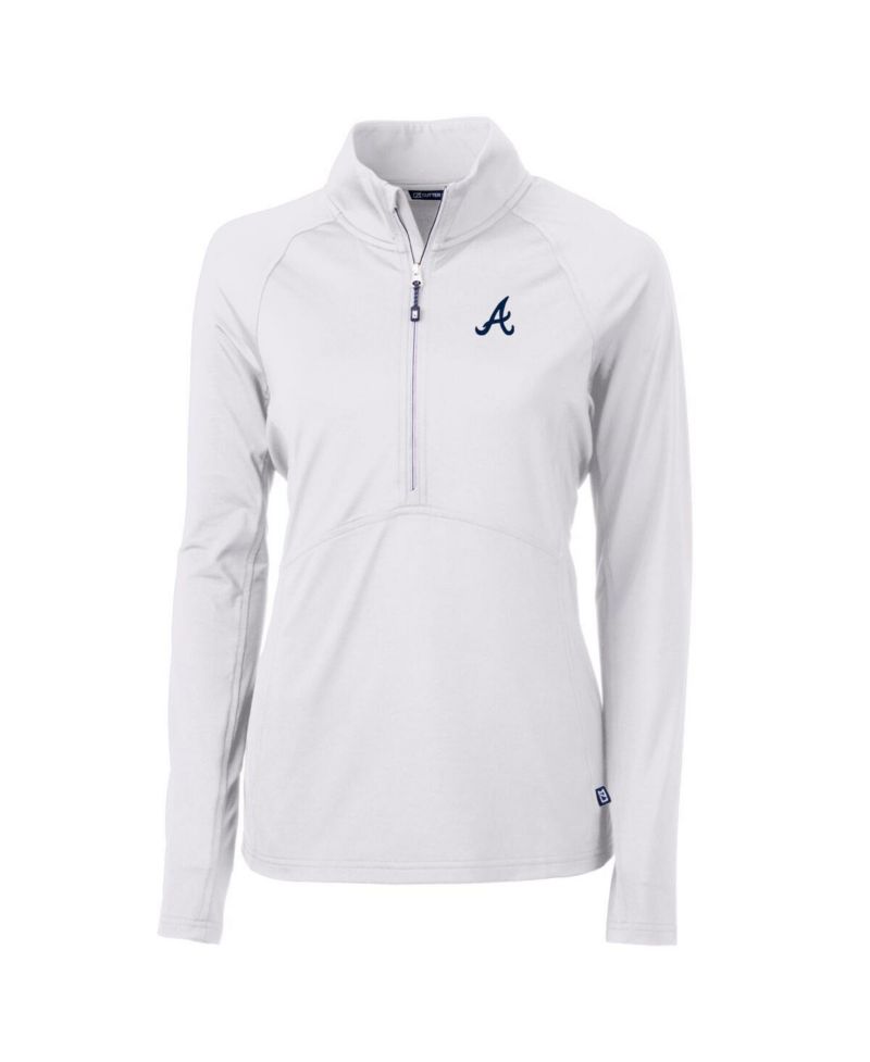 Women's White Atlanta Braves Adapt Eco Knit Stretch Half-Zip Pullover Top