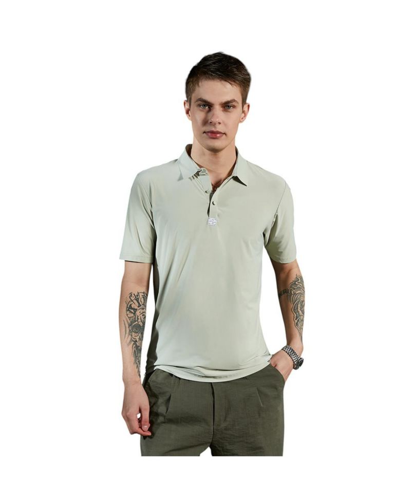Men's Sage Green Seamless Solid Polo T-Shirt