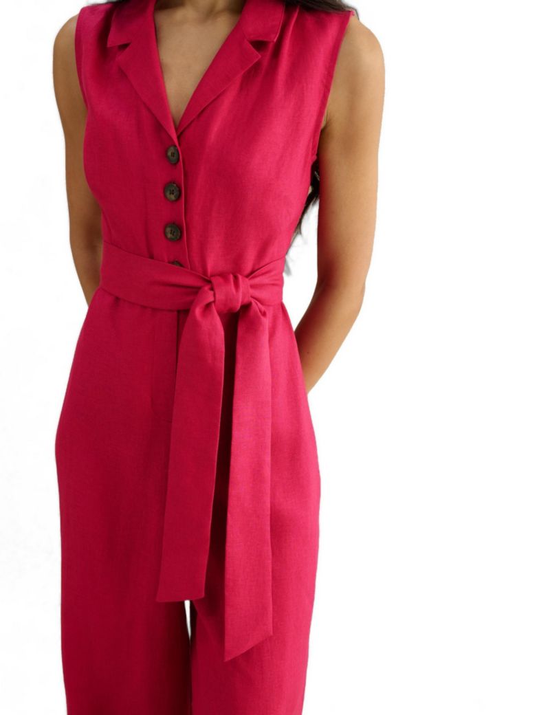 Women's Destiny Collared Linen Jumpsuit