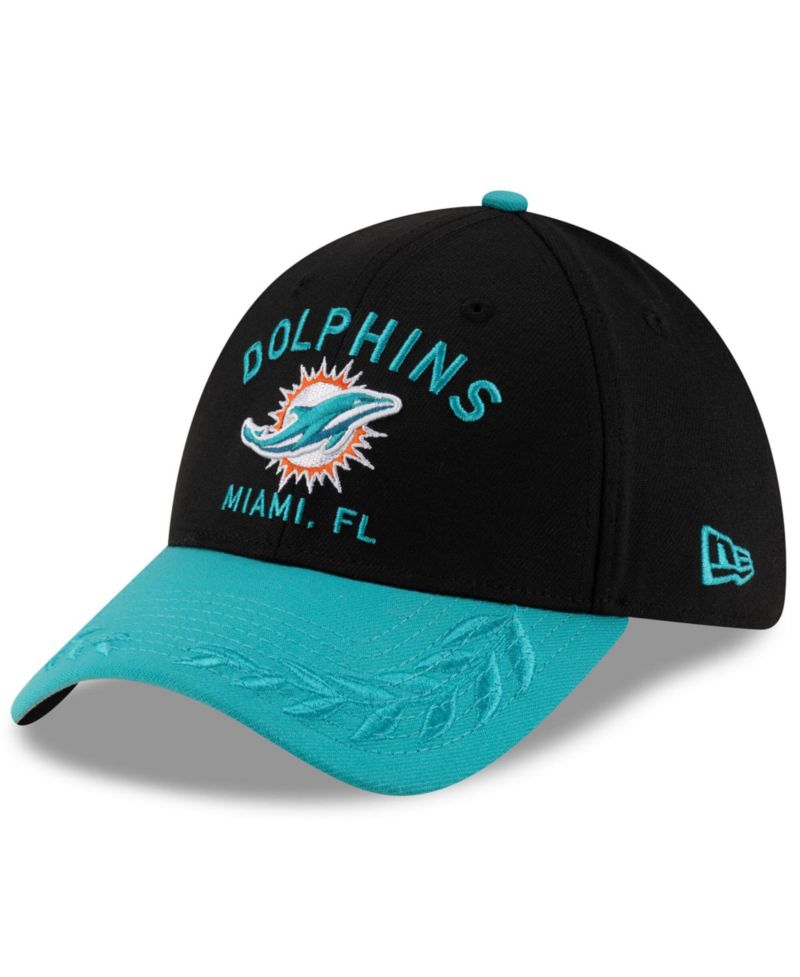Men's Black/Aqua Miami Dolphins 2025 NFL Draft 39THIRTY Flex Hat