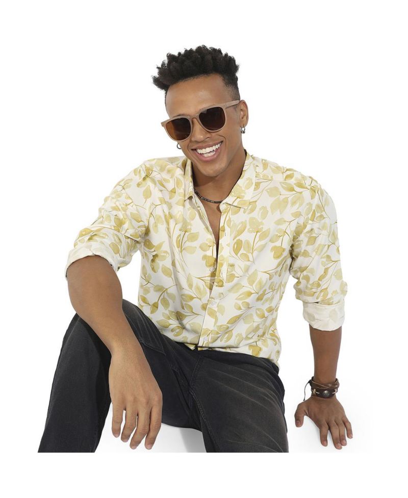 Men's Artistic Foliage Print Shirt